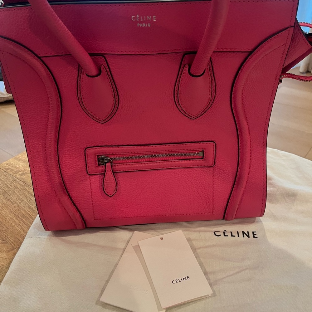 Celine Pink Leather Tote Bag with Structured Design